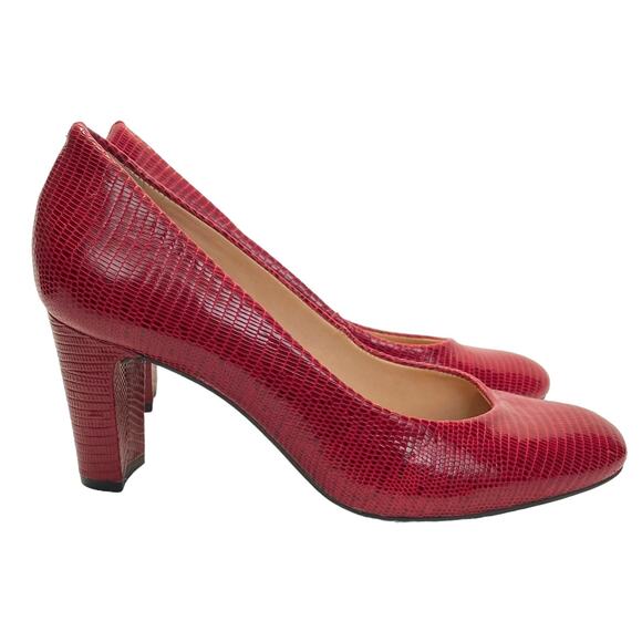 Nurture Maren Red Leather Lizard Heels (8M) - Picture 6 of 11
